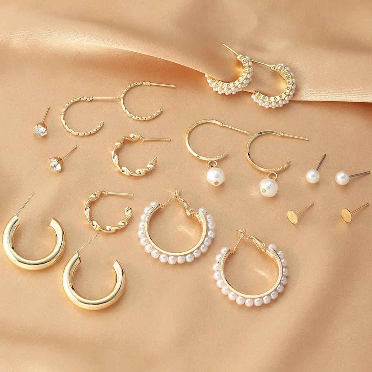 SALTY Set of 9 Chunky Real Freshwater Pearl Hoops and Studs for Women and Girls| Anti-Tarnish