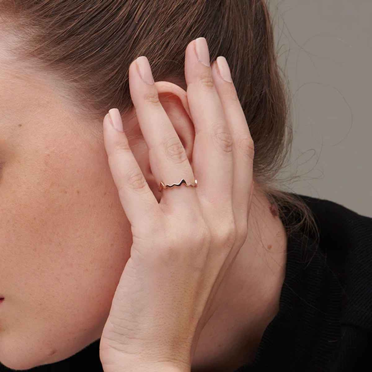 Palmonas Zig Zag Ring- 18K Rose Gold Plated