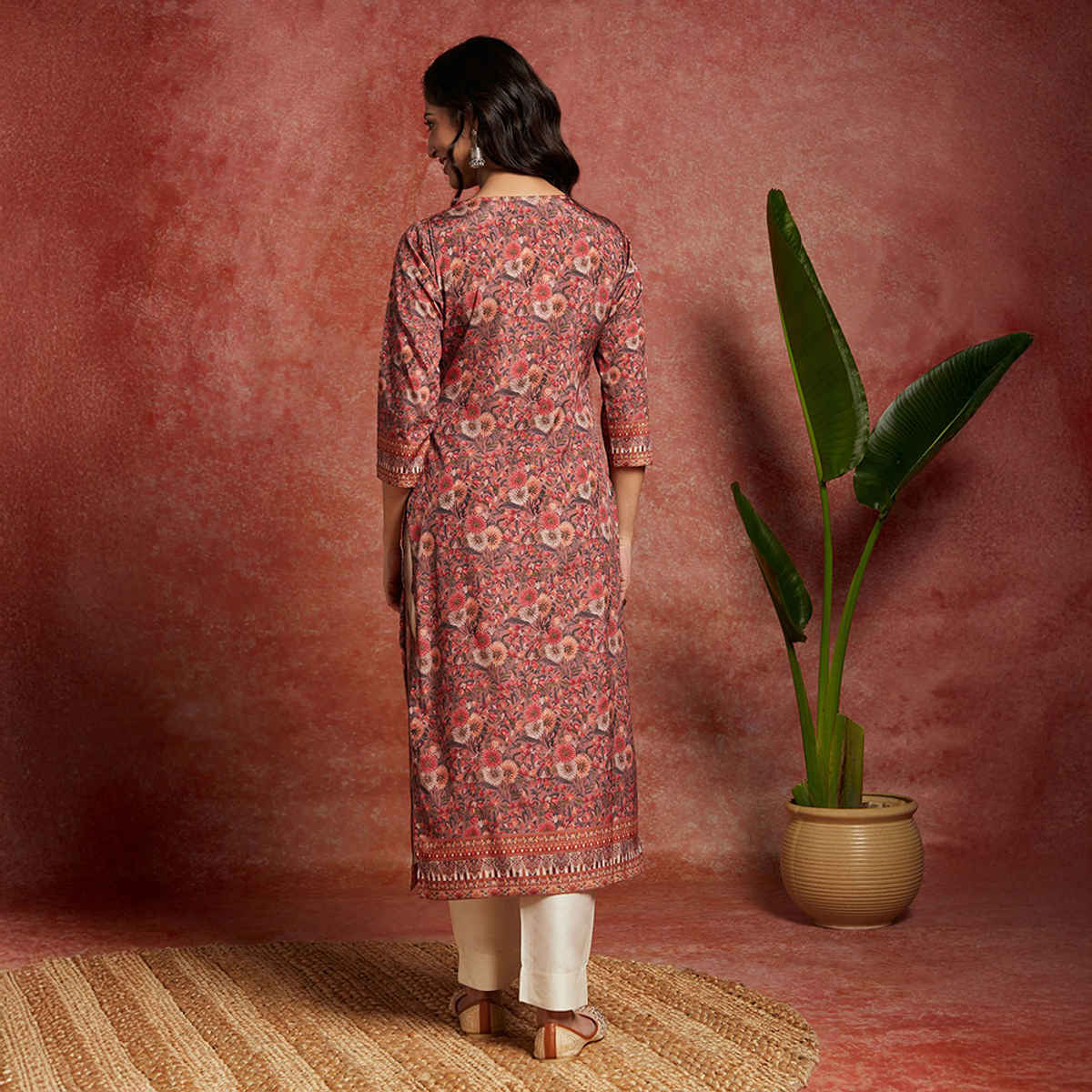 Libas Women Multi Crepe Floral Straight Kurta - 26563L