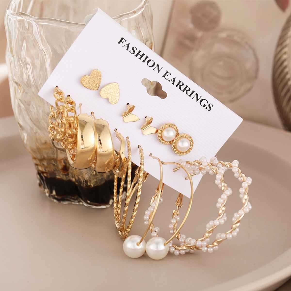Shining Diva Fashion Latest Stylish 9 Pairs Combo Earrings for Women and Girls | 13670er
