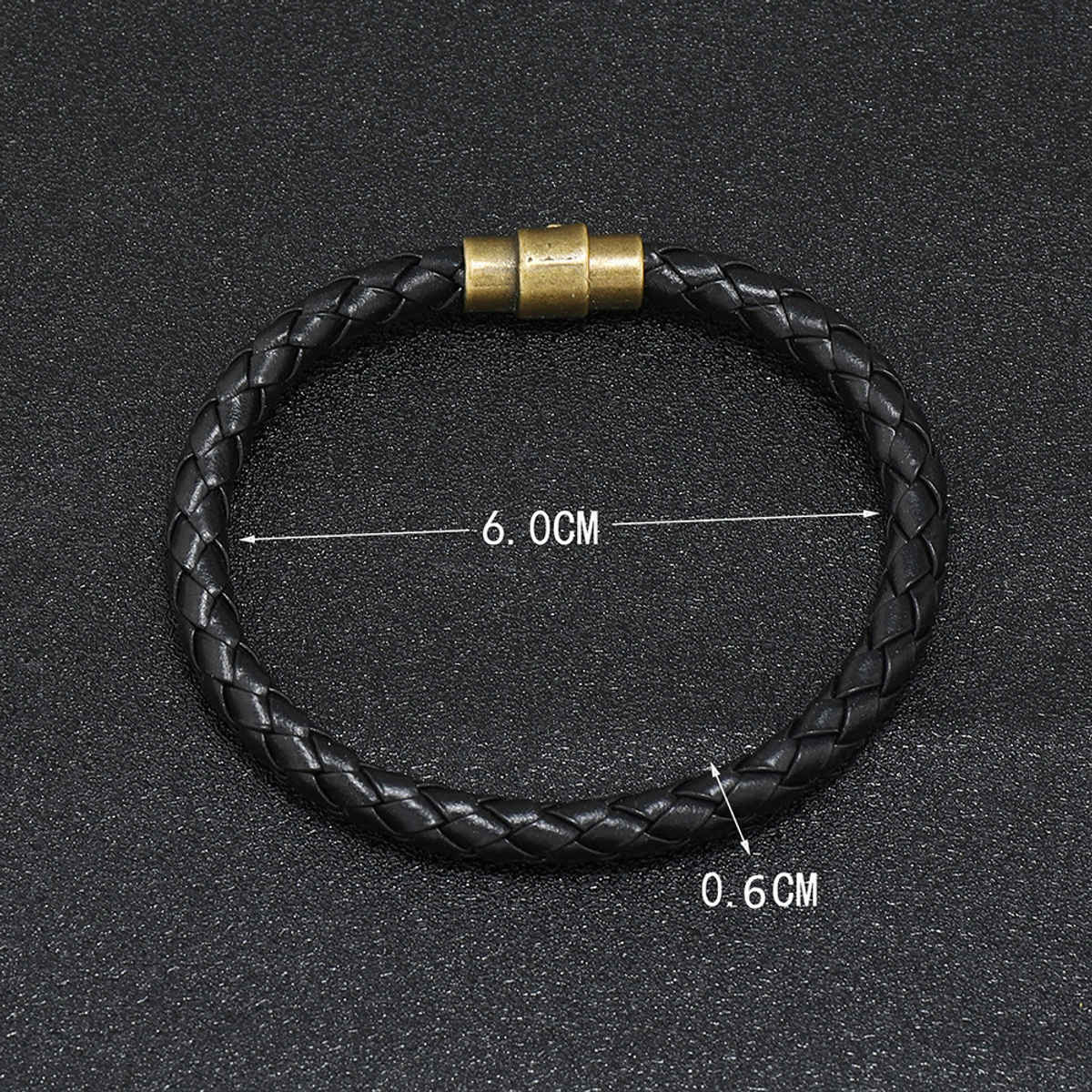 Estailo Fashion Urban Braided Leather Bracelet Sleek Black Strap with GoldenTone Lock Mens | MB00003