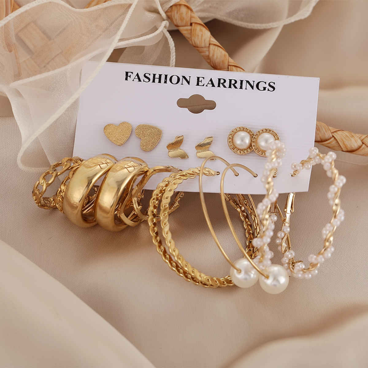 Shining Diva Fashion Latest Stylish 9 Pairs Combo Earrings for Women and Girls | 13670er