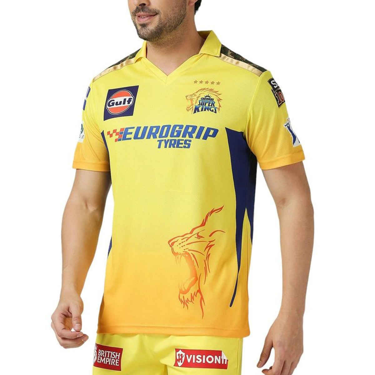 PlayR CSK - Dhoni 7 IPL Fan Men's 100% Polyester Jersey - L