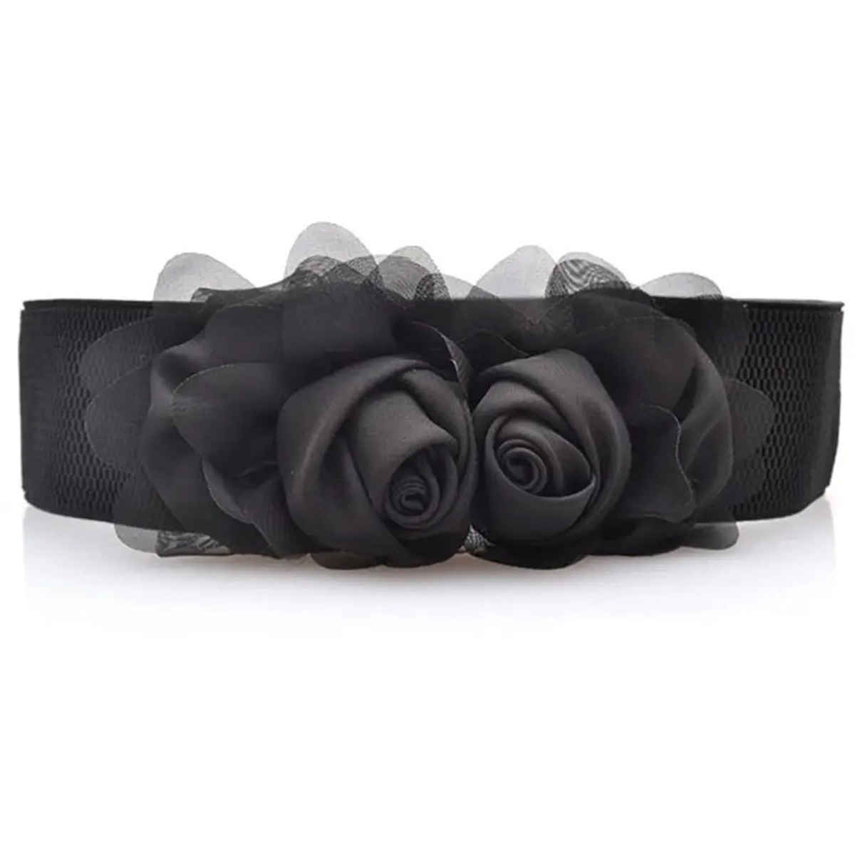 Shining Diva Fashion Women's Embellished Elastane and PU Belt | Black - Free Size