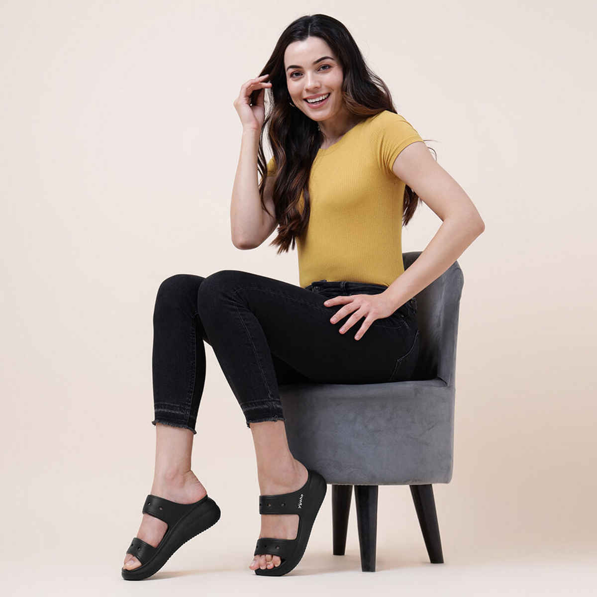 Yoho Women Double Strap Clog Classic Black - UK6