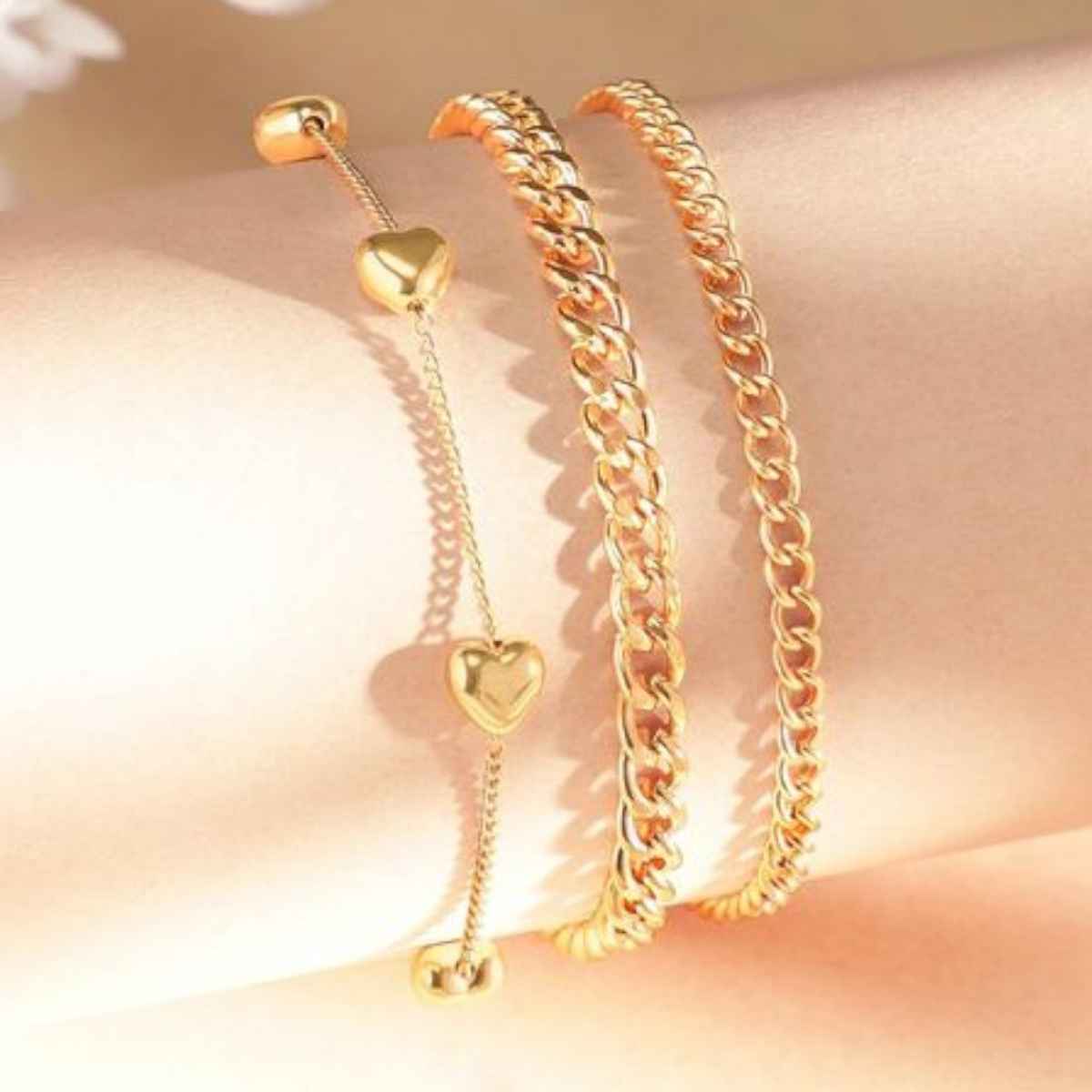 Rubans Voguish Set Of 3 Gold-Plated Bangle-Style Bracelet