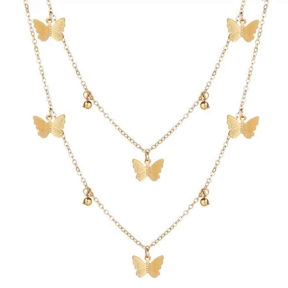 Shining Diva Fashion Multilayer Cubic Zirconia Golden Western Necklace for Women | 12249np