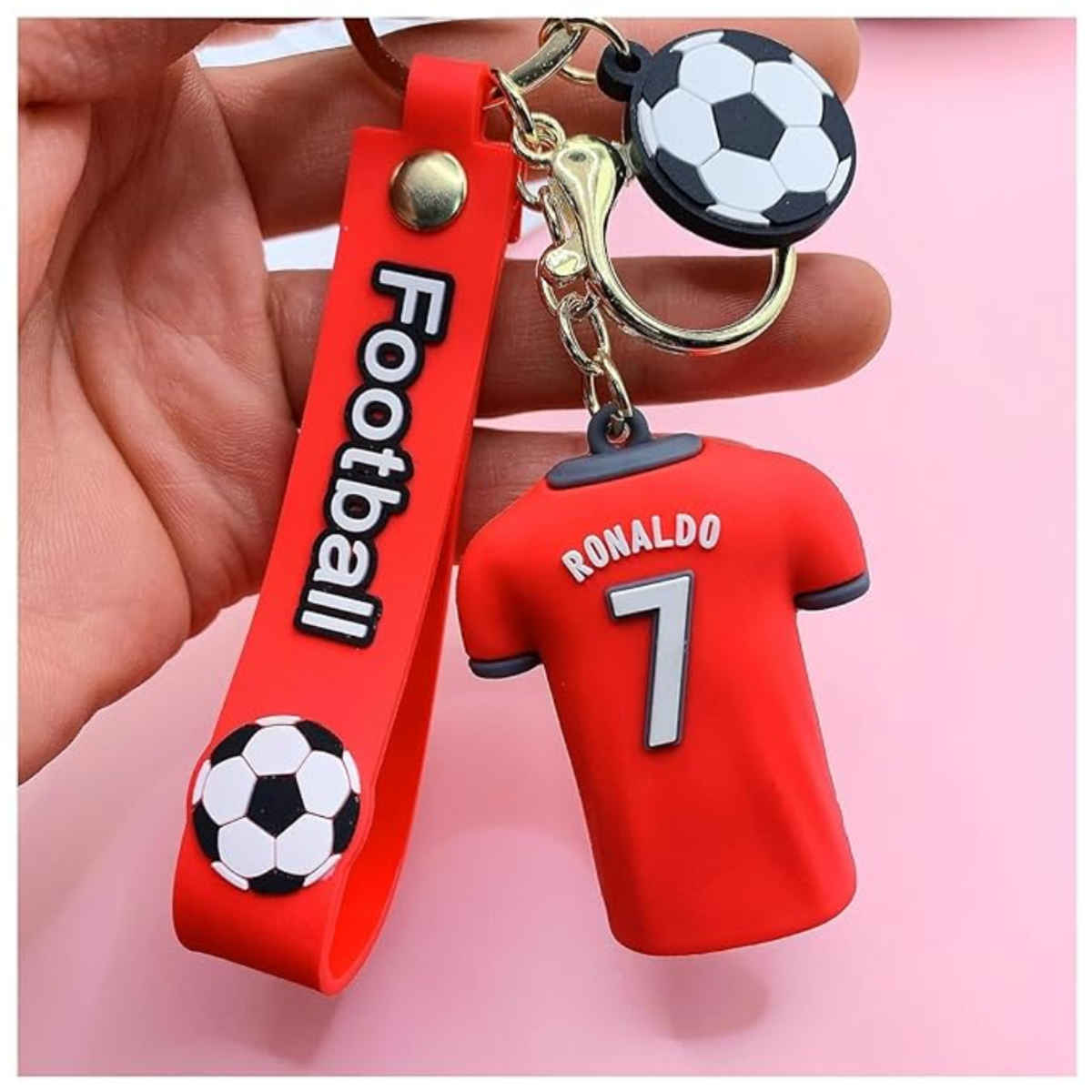 Ronaldo Red Jersey 3D Rubber Silicone Keychain