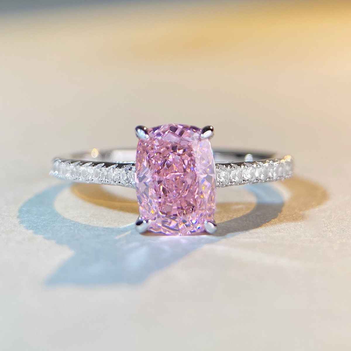 Beautynx Pink Cushion Shine Ring | Silver | BNX-RNG-0016