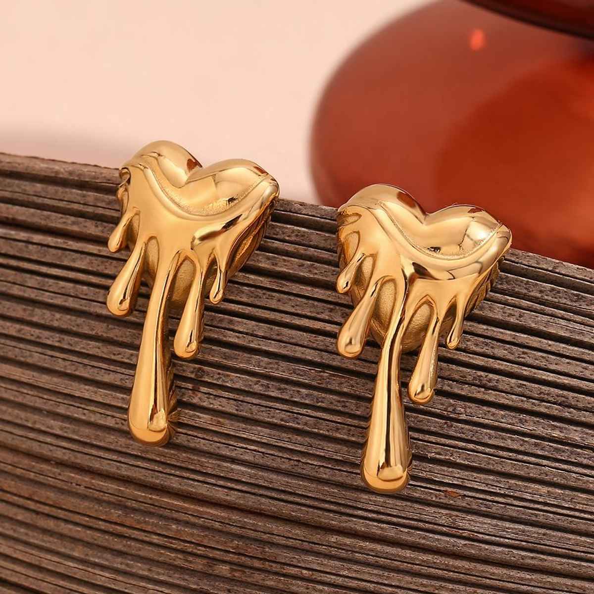 Beautynx Golden Melted Heart Earrings | Gold | BNX-EAR-0070