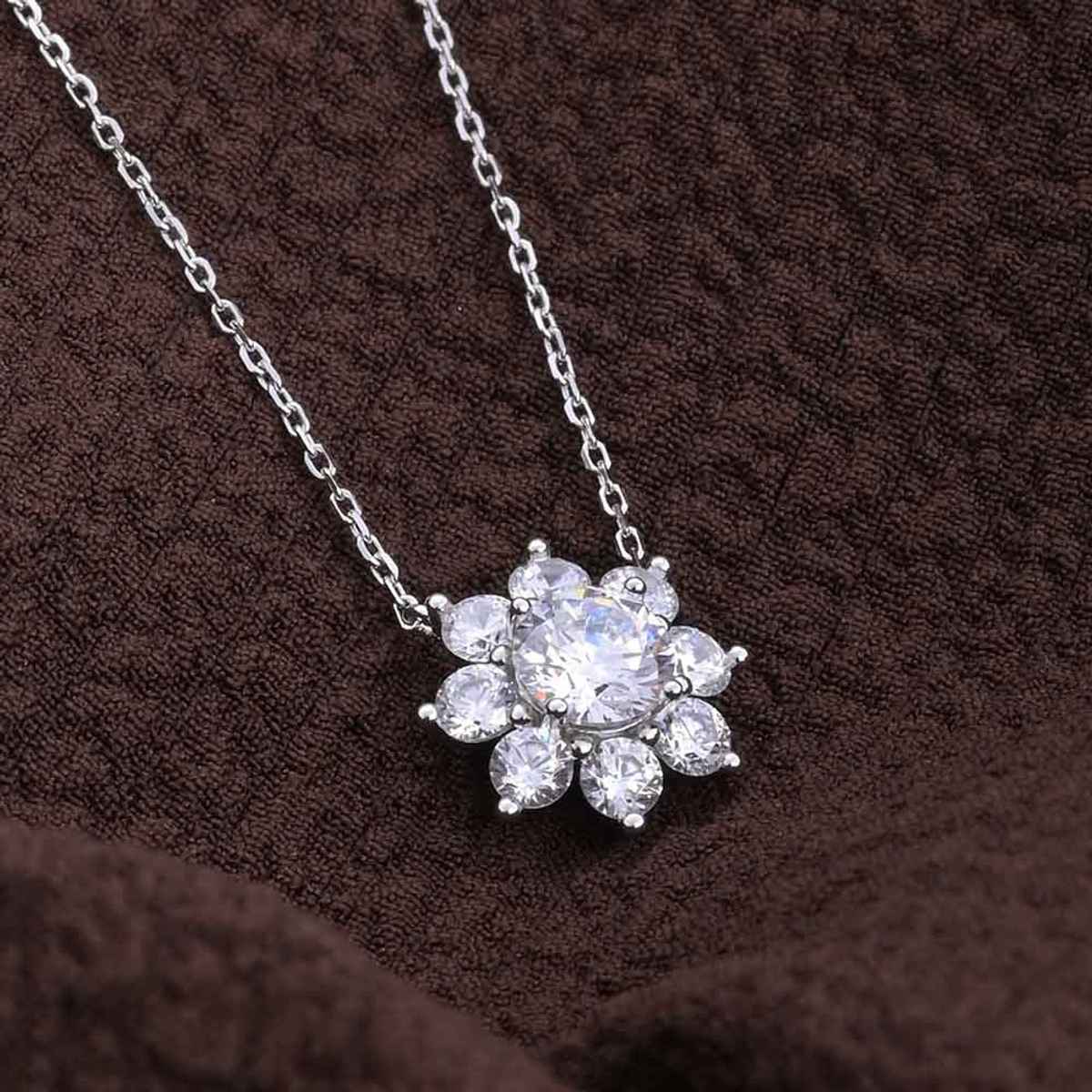Palmonas Flower Solitaire Necklace- 925 Silver