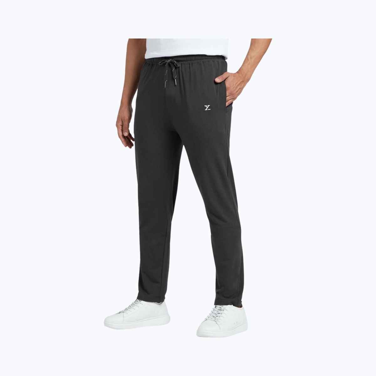 XYXX Ace IntelliSoft Cotton Modal Solid Loungewear Relaxed Fit | 2 Zipper Side pockets | Grey- M