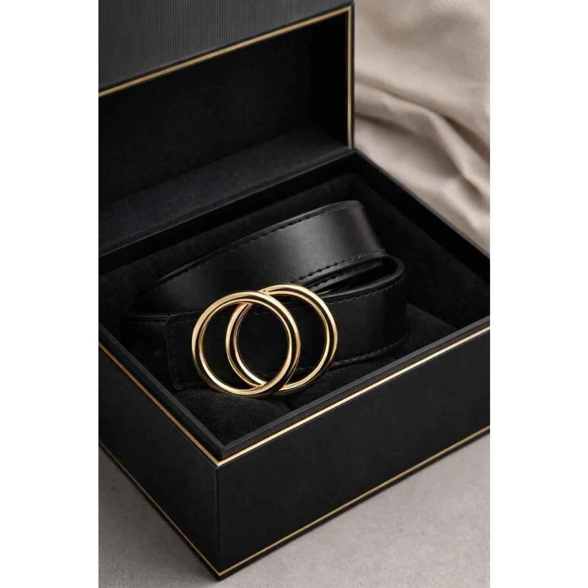 Kaezri PU Leather Black Belt for Women | upto 36 Inch