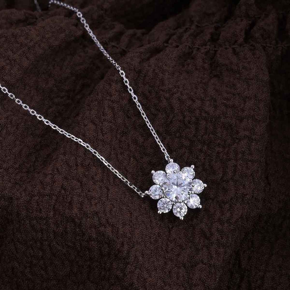 Palmonas Flower Solitaire Necklace- 925 Silver