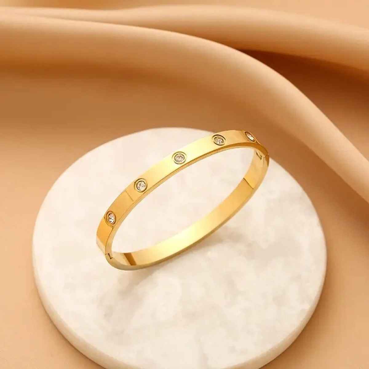 Shining Diva Fashion Stylish Stainless Steel Crystal Bangle Bracelet for Women and Girls | 15747b
