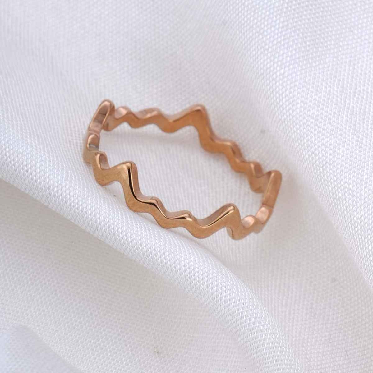 Palmonas Zig Zag Ring- 18K Rose Gold Plated