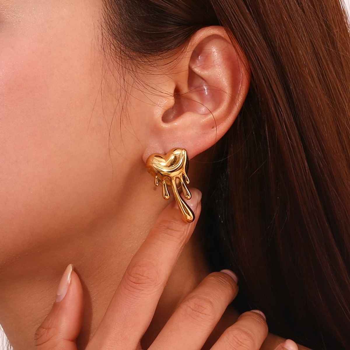 Beautynx Golden Melted Heart Earrings | Gold | BNX-EAR-0070