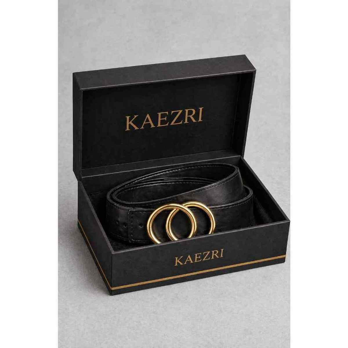 Kaezri PU Leather Black Belt for Women | upto 36 Inch