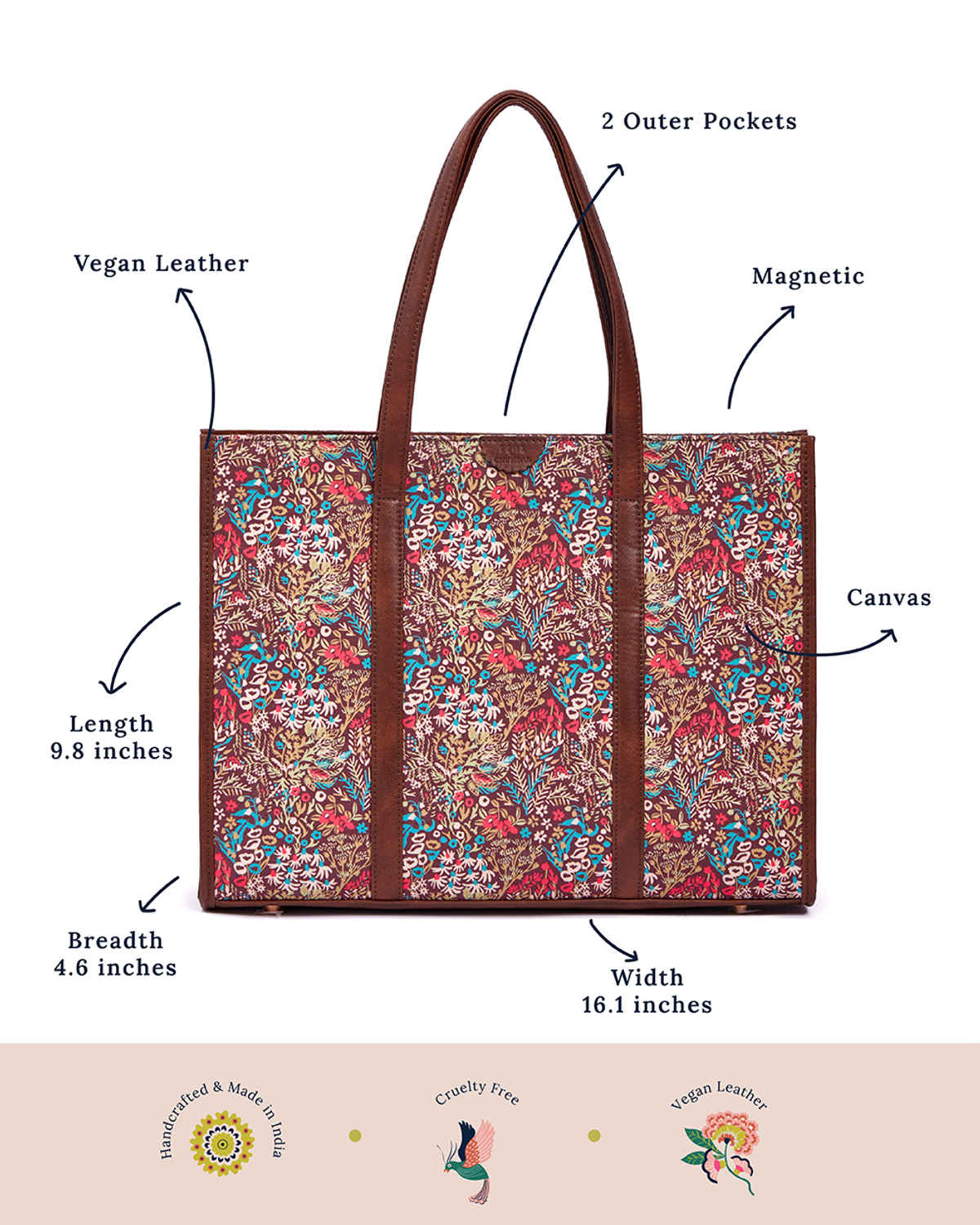 Teal by Chumbak Women's Office Tote Bag | Stylish Shoulder Bags for College | Professional Canvas
