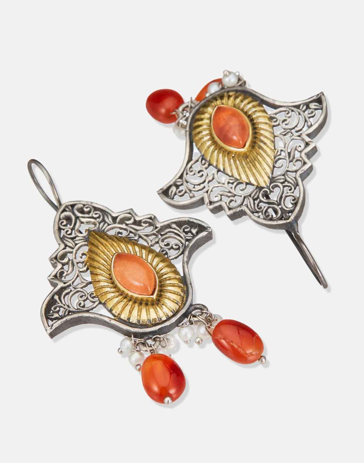 Fabindia Floral Jali Metal Danglers