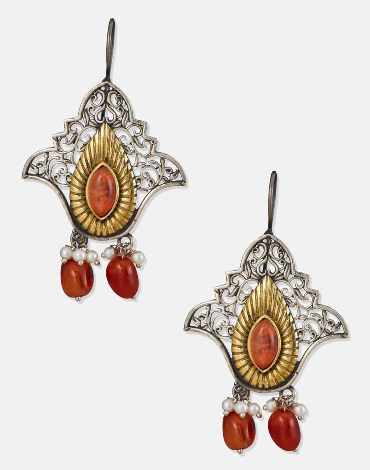 Fabindia Floral Jali Metal Danglers