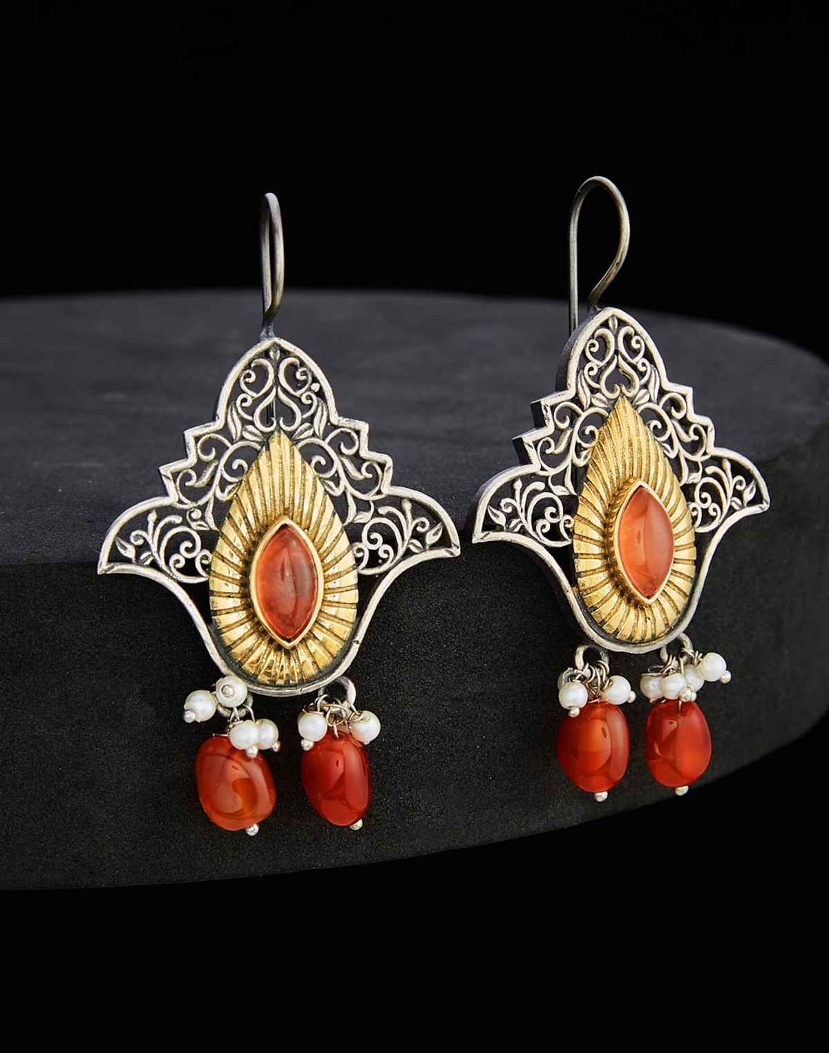 Fabindia Floral Jali Metal Danglers