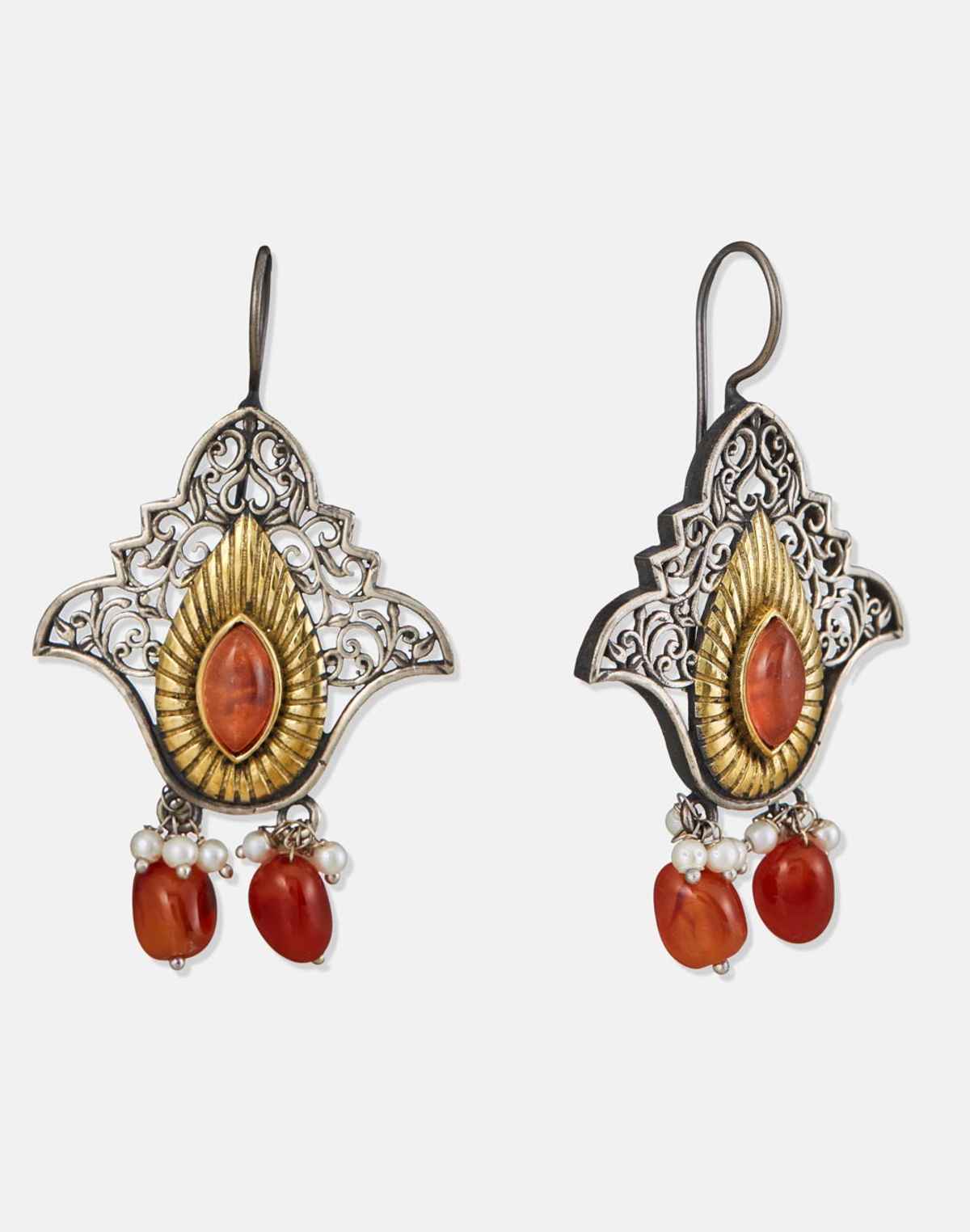 Fabindia Floral Jali Metal Danglers