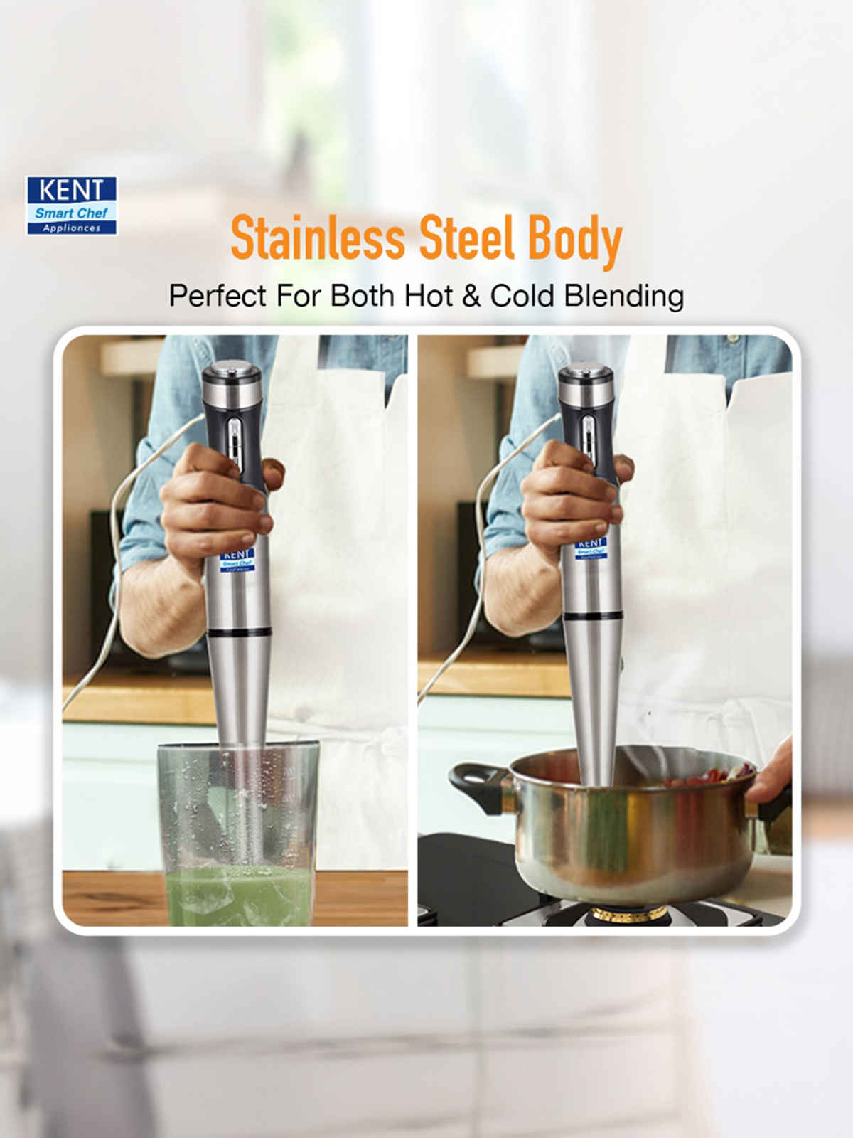 Kent 16044 Hand Blender Stainless Steel 400W | Variable Speed Control | Low Noise Operation