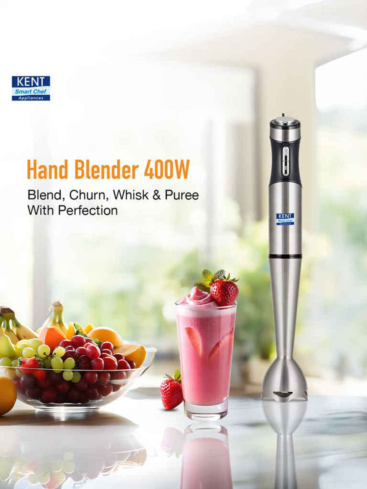 Kent 16044 Hand Blender Stainless Steel 400W | Variable Speed Control | Low Noise Operation