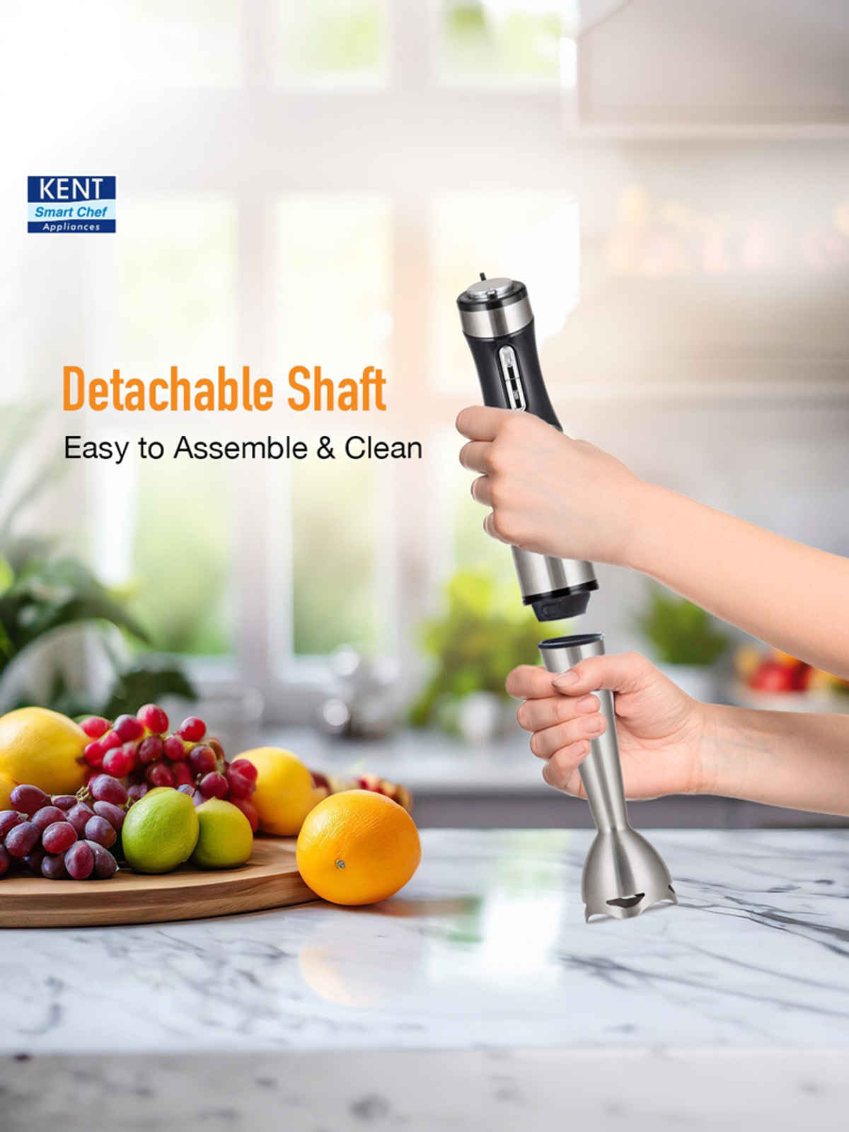 Kent 16044 Hand Blender Stainless Steel 400W | Variable Speed Control | Low Noise Operation