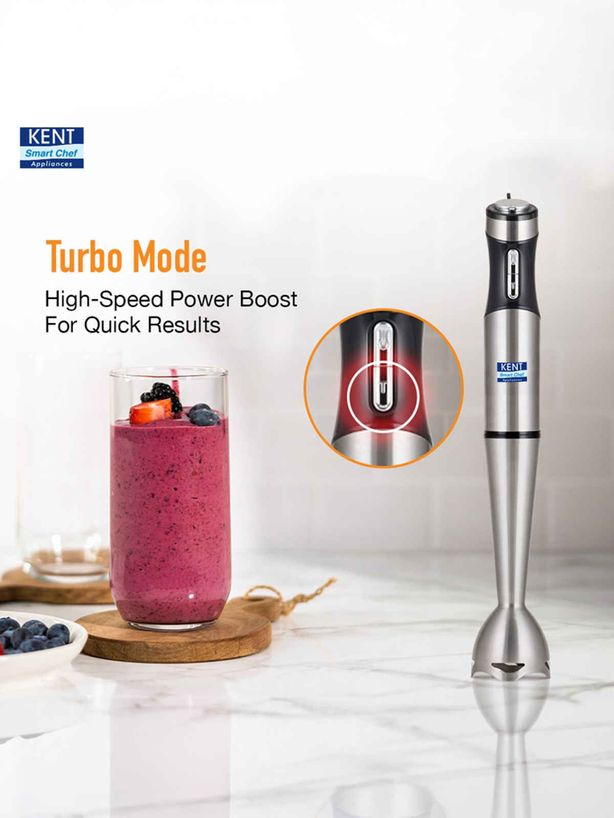 Kent 16044 Hand Blender Stainless Steel 400W | Variable Speed Control | Low Noise Operation