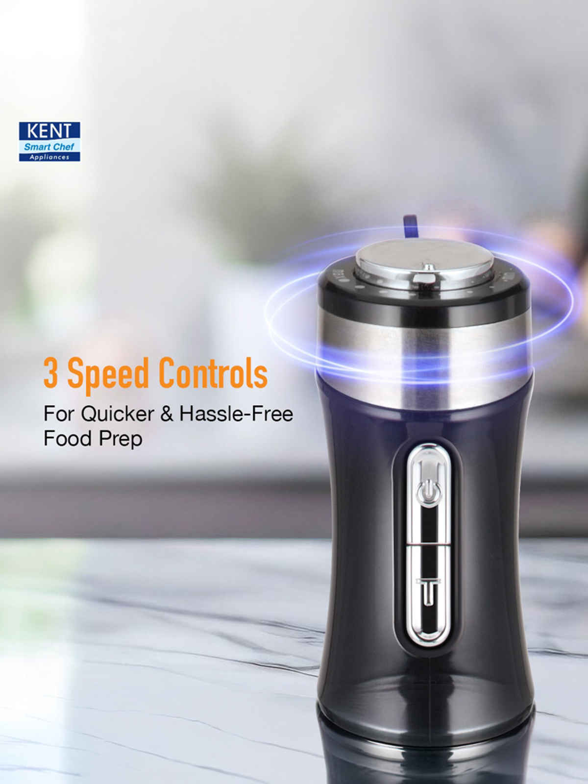 Kent 16044 Hand Blender Stainless Steel 400W | Variable Speed Control | Low Noise Operation