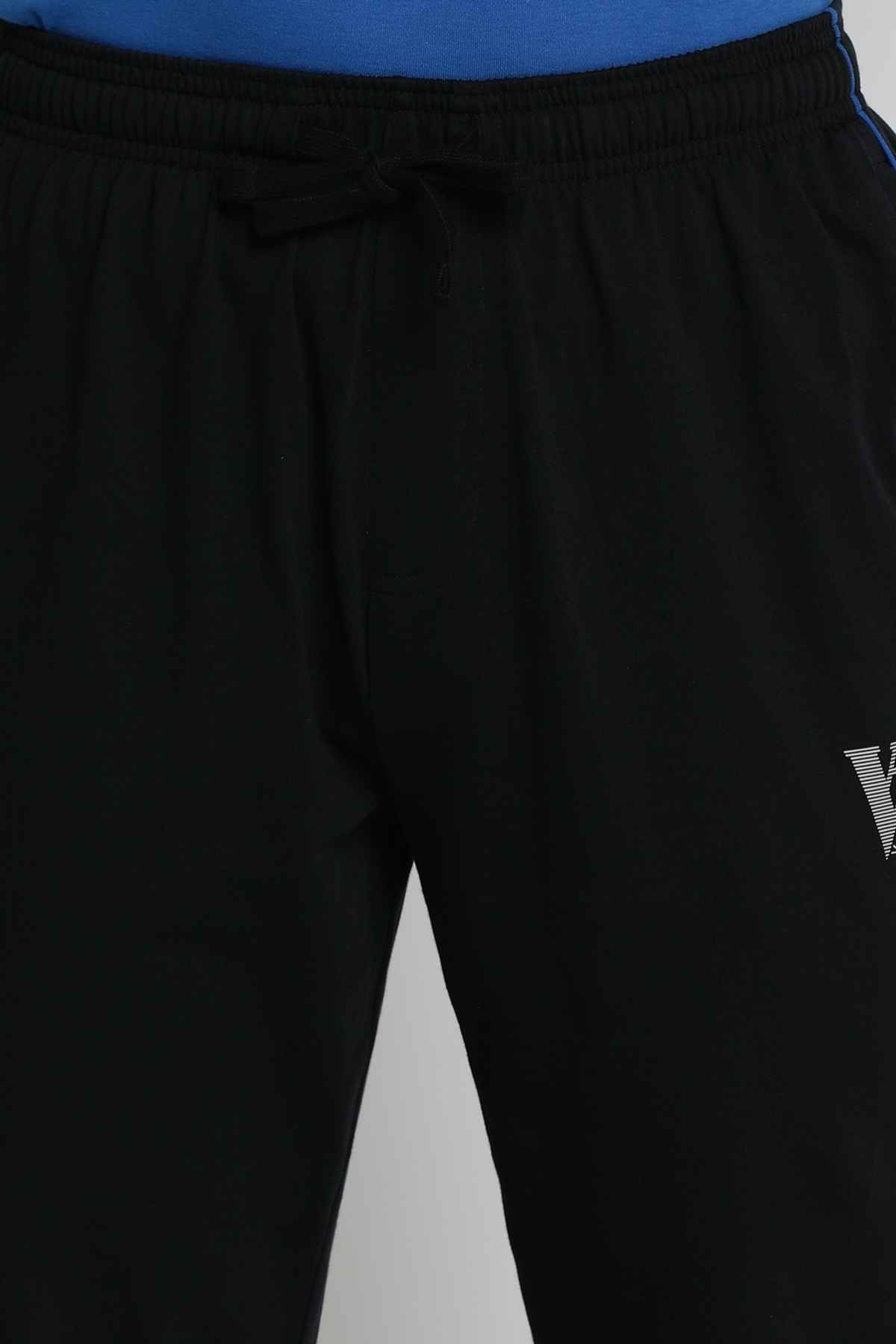 Van Heusen Athleisure Men |Black Solid Smart Tech Easy Stain Release Track pant |L