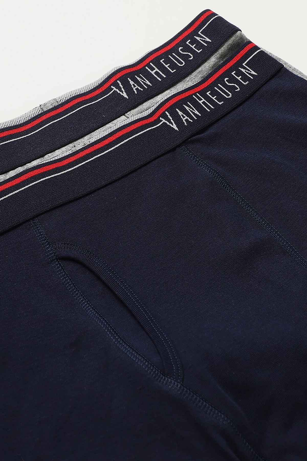 Van Heusen Apparel Men's Solid Anti Bacterial & Colour Fresh Boxer Brief Dark Navy and Grey - S