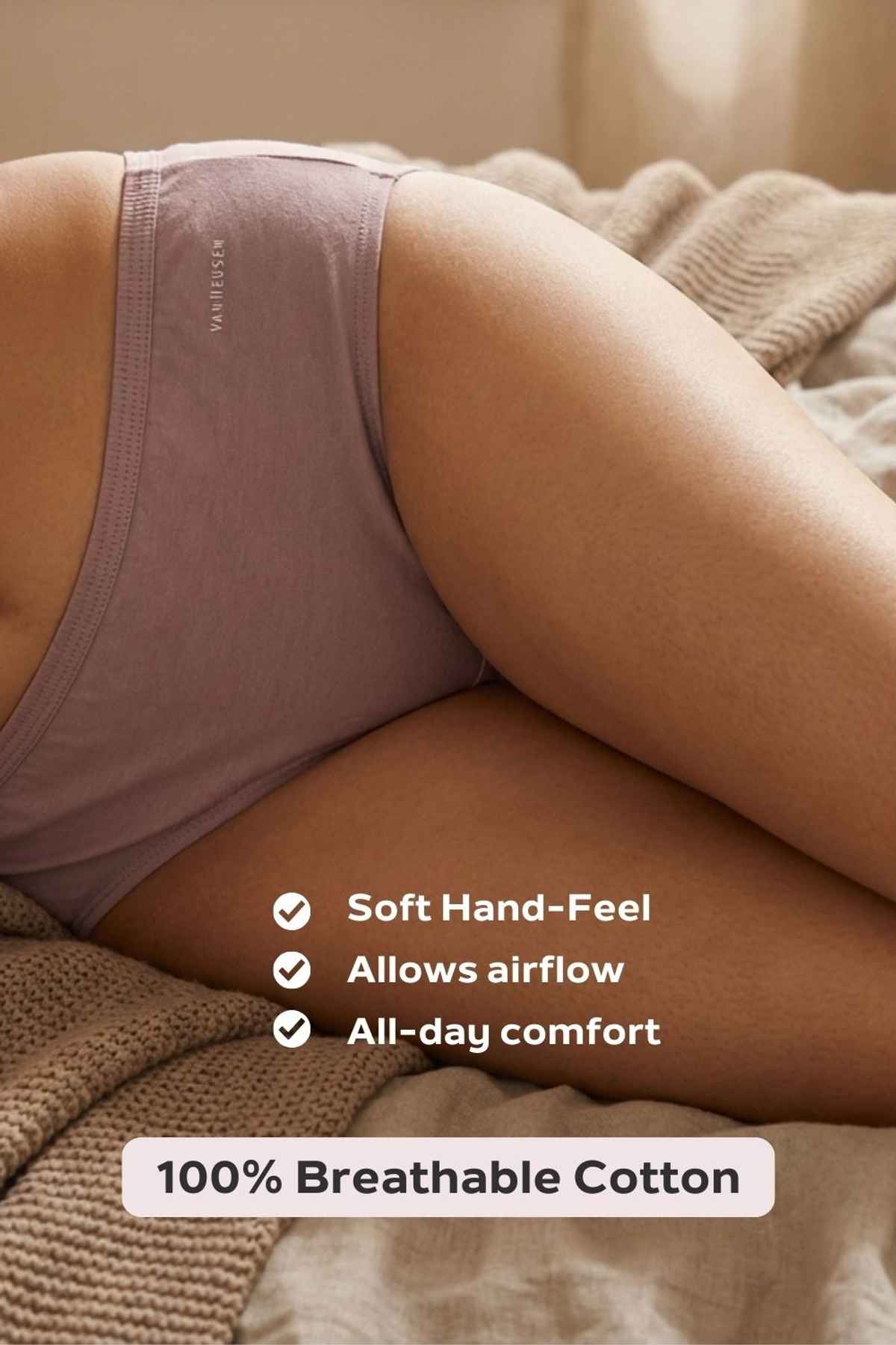 Van Heusen Women Cotton Light Assorted Solid Full Coverage Hipster Panty | Pack of 3 -L