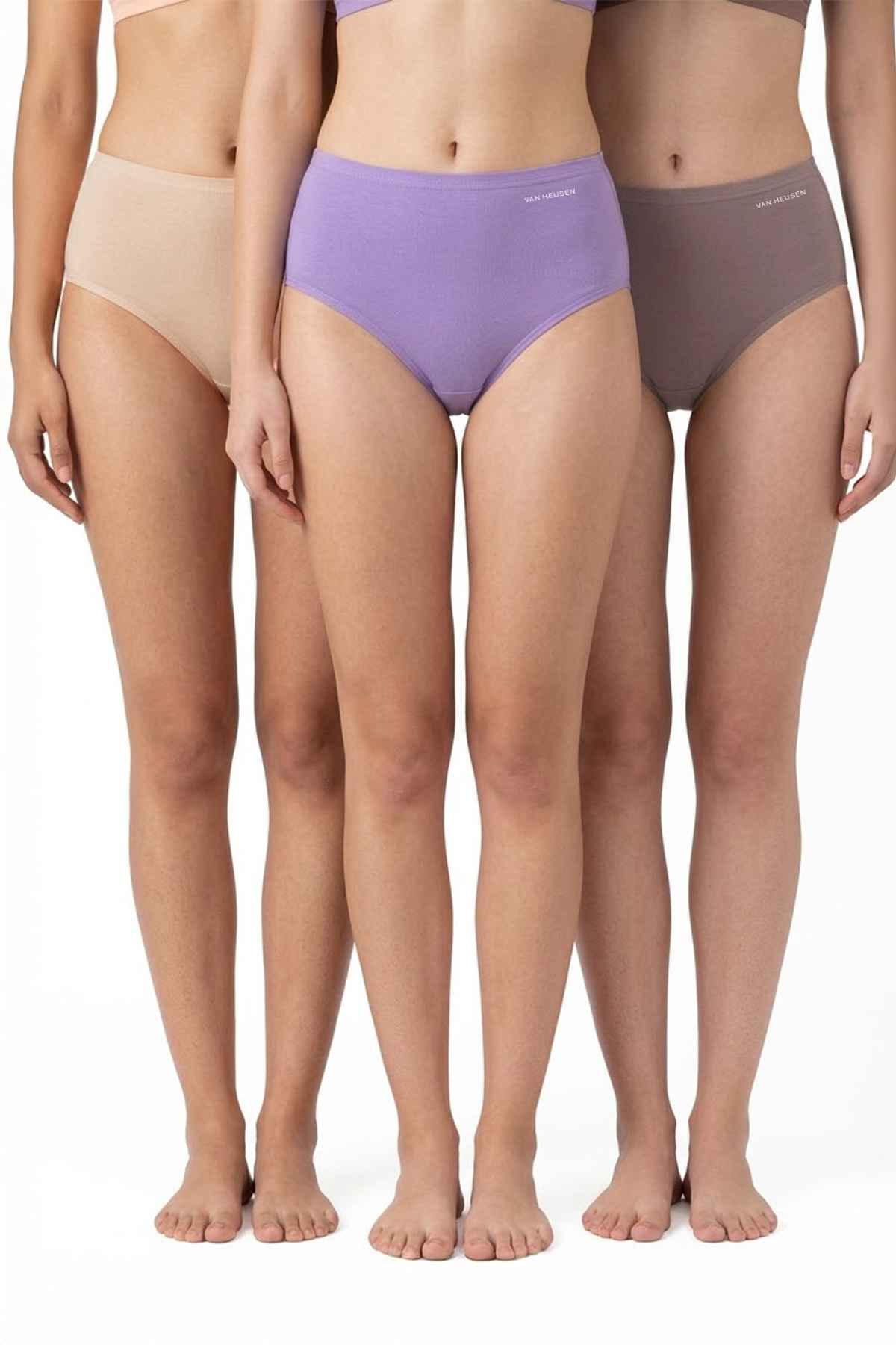 Van Heusen Women Cotton Light Assorted Solid Full Coverage Hipster Panty | Pack of 3 - M