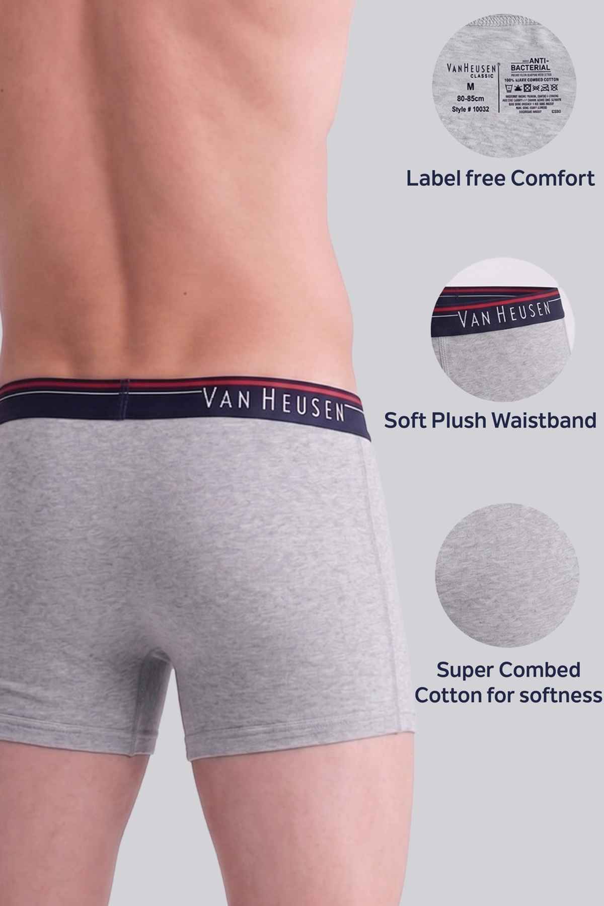 Van Heusen Men Pack Of 2 Anti Bacterial & Colour Fresh Boxer Briefs |Pure Black,Grey Mel-M