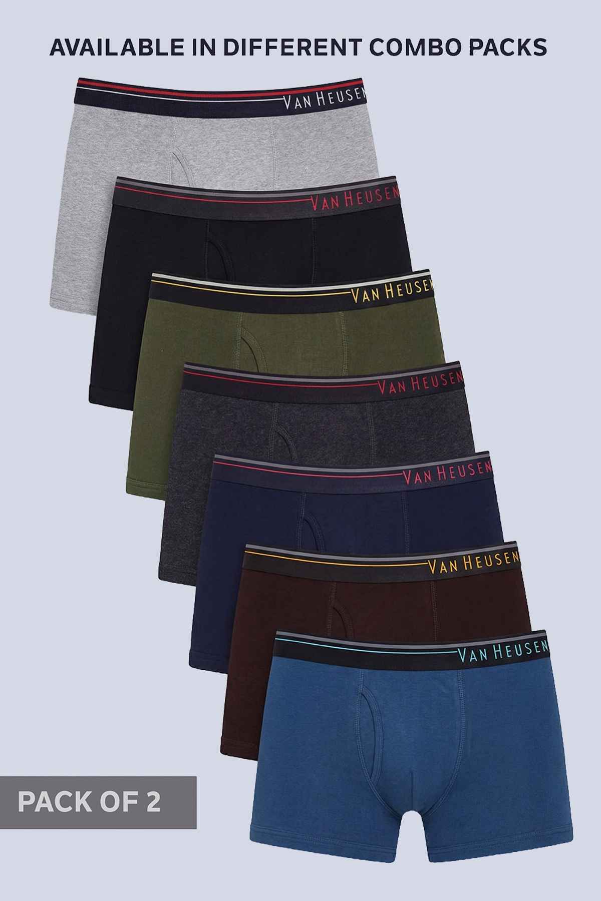 Van Heusen Men Pack Of 2 Anti Bacterial & Colour Fresh Boxer Briefs |Pure Black,Grey Mel-M