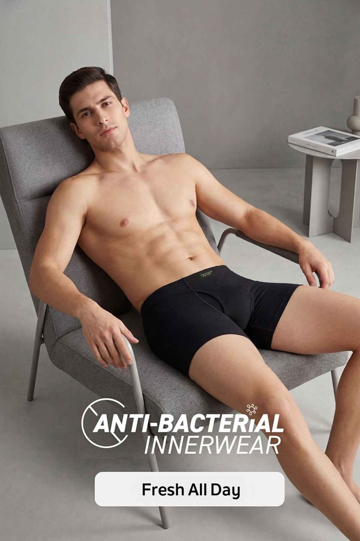 Van Heusen Men Dark Grey, Pure Black & Pure Black Pack Of 3 Combed Anti Bacterial Boxer Briefs - XL