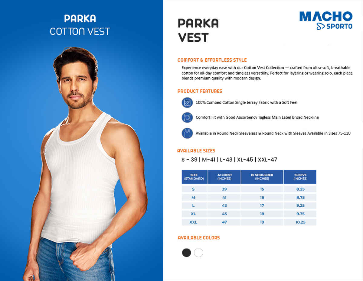 Sporto by Macho Men's Parka Vest | White - 90 cm