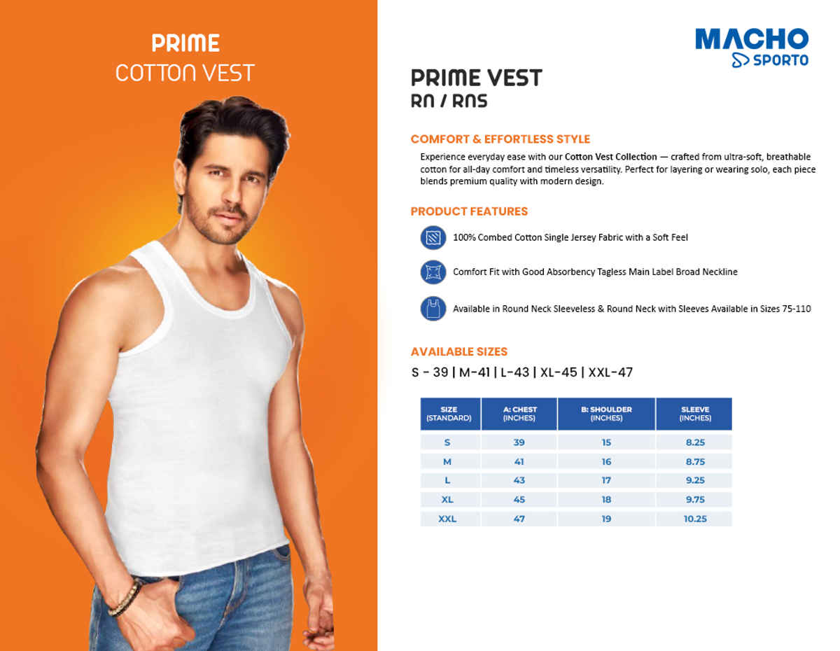 Sporto by Macho Men's Fine Vest Pack | White - 80 cm