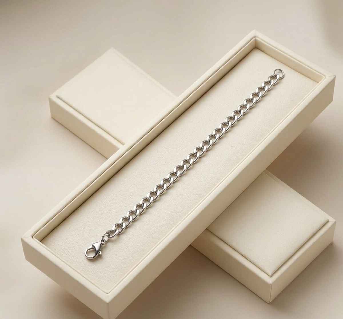 The Opal Factory All Seasons Men's Bracelets | Flexible Chain Bracelet | Bangle-301 | Silver