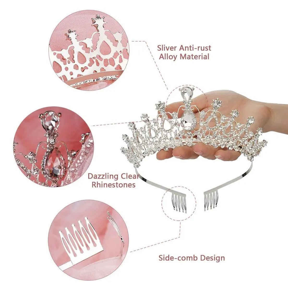Shining Diva Fashion Crystal Tiara and Crown for Women Girls Kids Wedding Bridal Gift | Rrsd15862hb