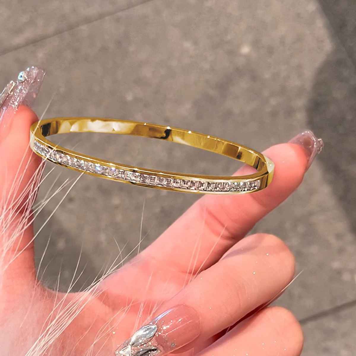 Shining Diva Fashion Stylish Stainless Steel Crystal Gift Bracelet for Women and Girls | 15835b