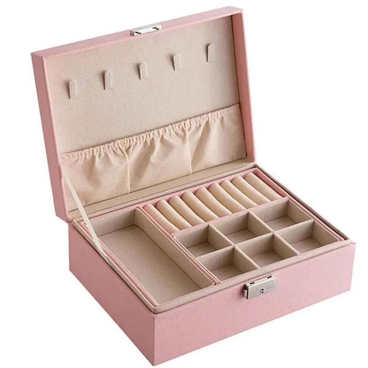 Shining Diva Fashion Double Layer Pu Leather Storage Jewellery Organisers Box for Women | Box1009