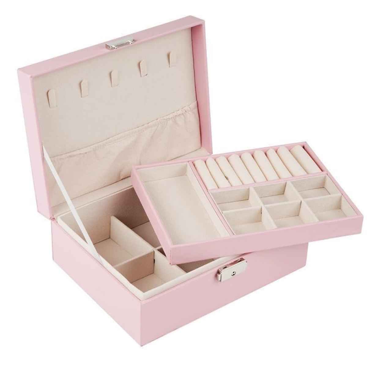 Shining Diva Fashion Double Layer Pu Leather Storage Jewellery Organisers Box for Women | Box1009