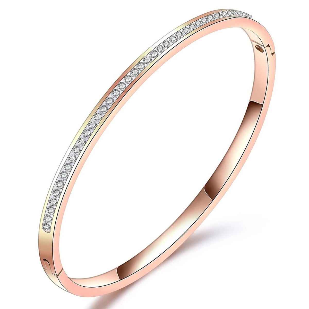 Shining Diva Fashion Latest Stylish Stainless Steel Bangle Gift Bracelet for Women and Girls 15836b
