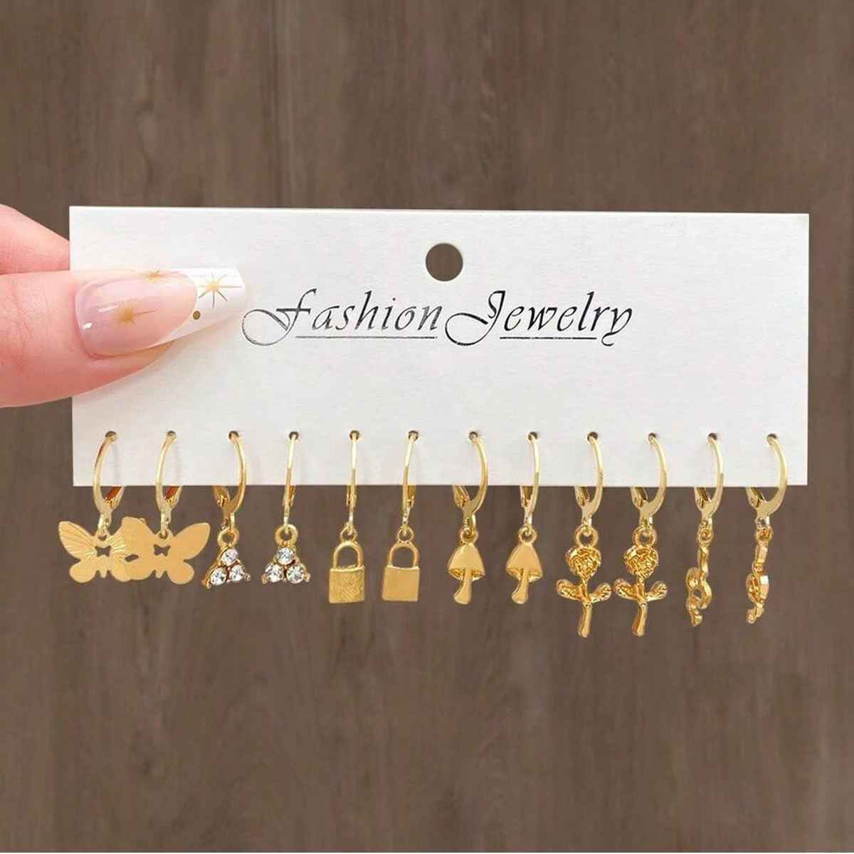 Shining Diva Fashion 12 Pairs Combo Set Latest Stylish Drop Earrings for Women and Girls | 15859er