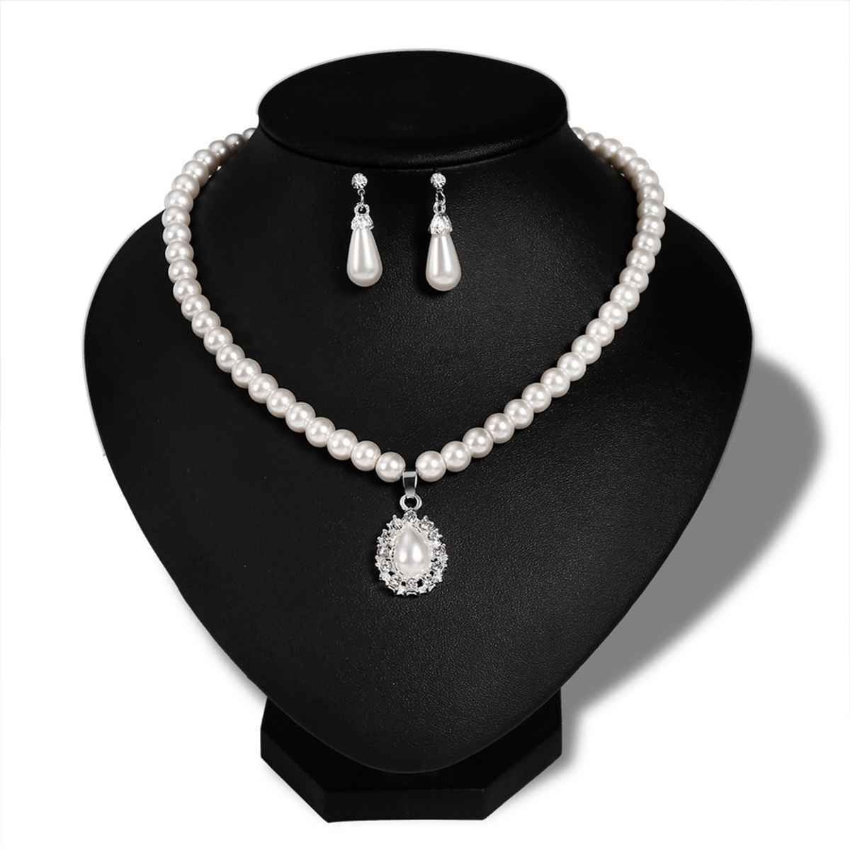 Shining Diva Fashion Latest Stylish Design Fancy Pearl Necklace Jewellery Set for Women | 15463s