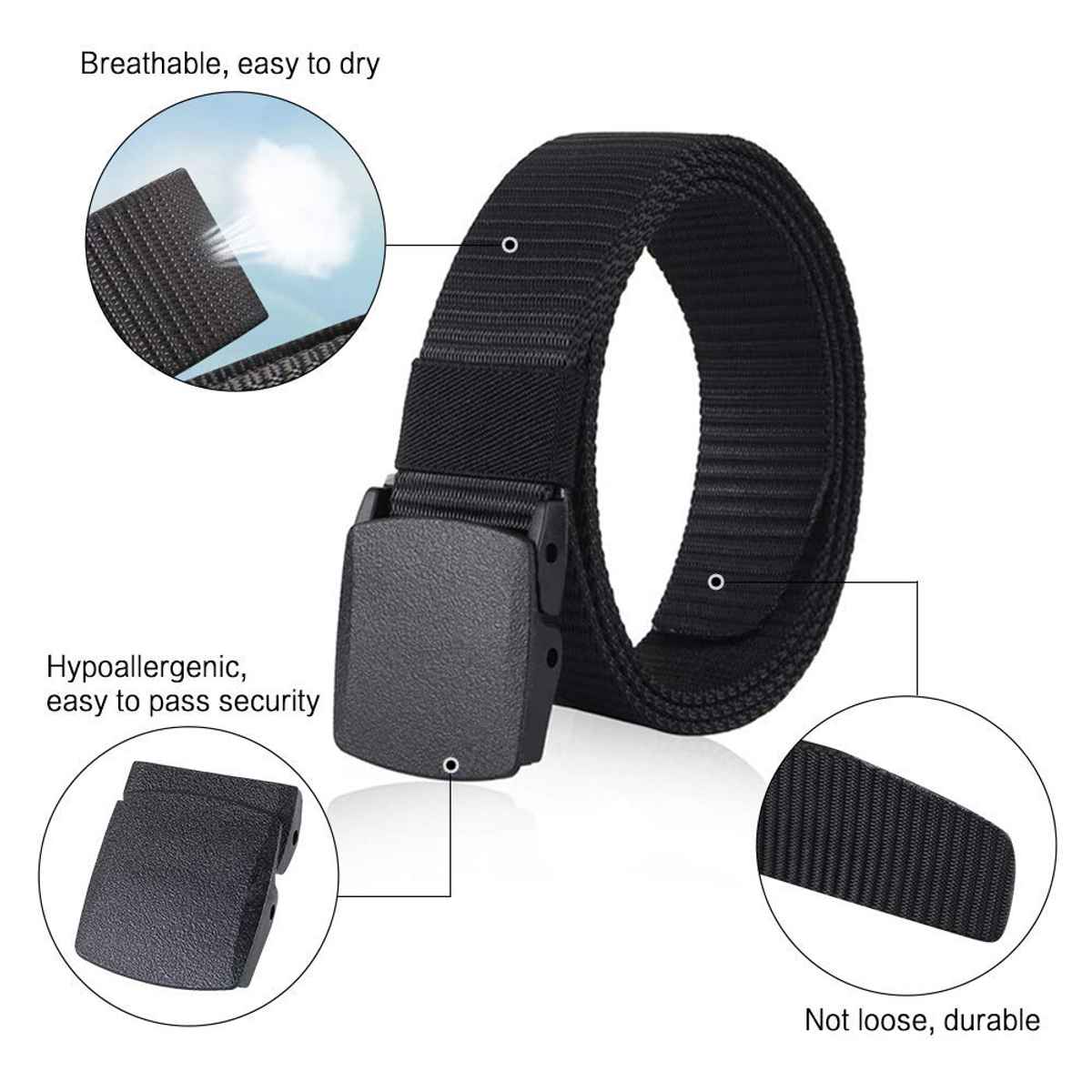 Urban-T Men's Solid Nylon Belt | Black - 40 Inches